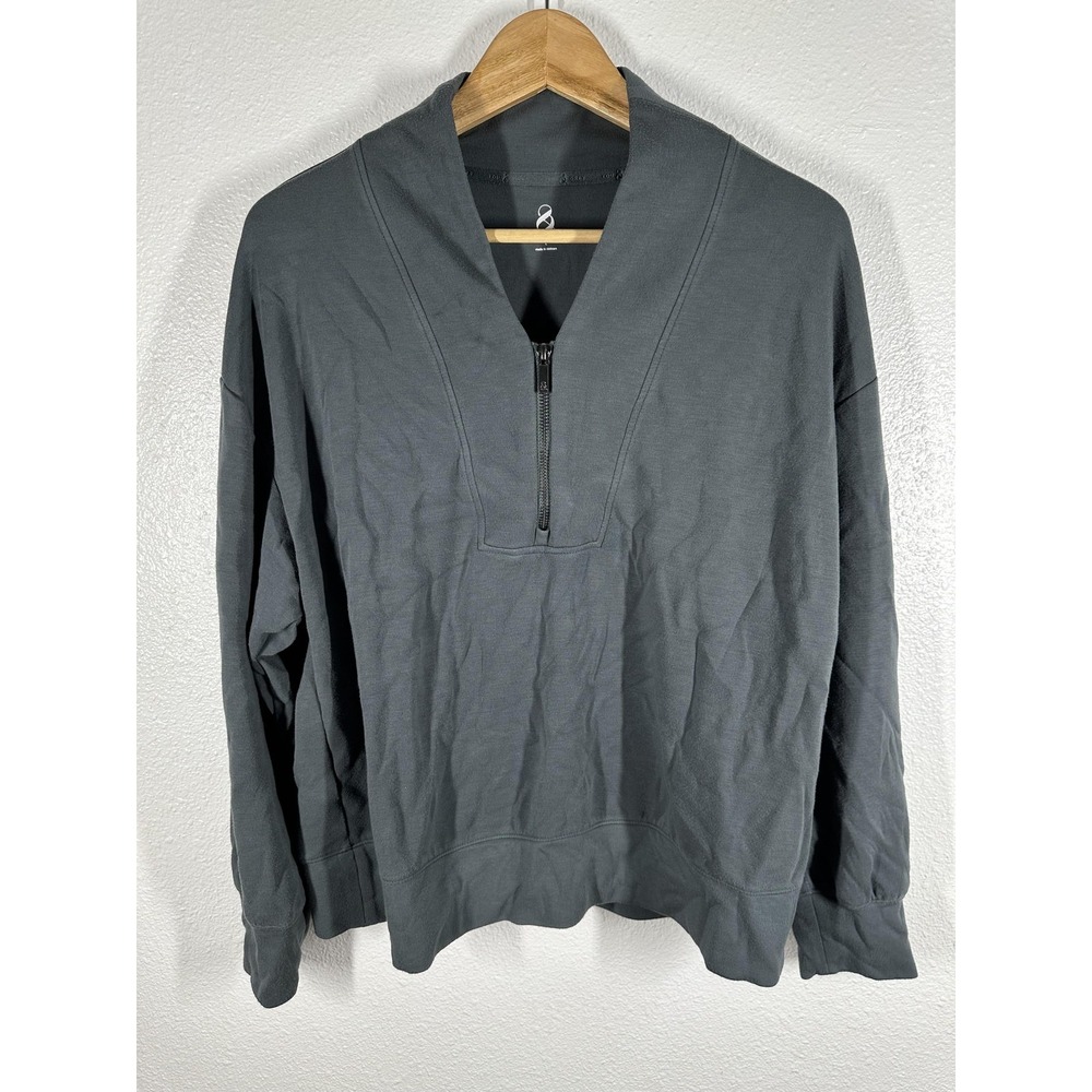 Lou & Grey Sweatshirt Womens Large Gray Half Zip Pullover Funnel Neck Soft